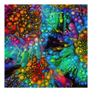 Psychedelic Bubble Burst Abstract Daisies  Photo Print