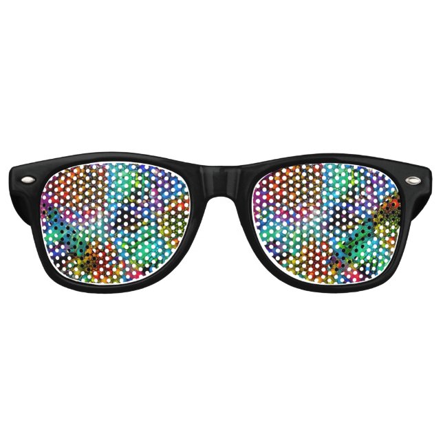Psychedelic Bubble Burst Abstract Daisies  Retro Sunglasses (Front)