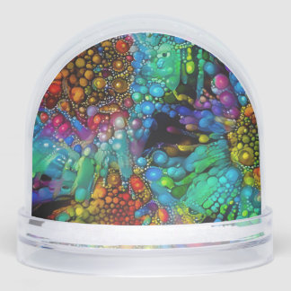 Psychedelic Bubble Burst Abstract Daisies  Snowglobe