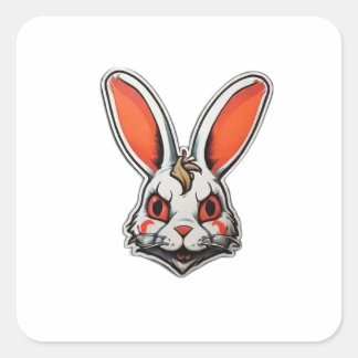 Psychedelic Bunny psycho classic  Square Sticker