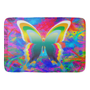 Psychedelic Butterflies Bath Mat