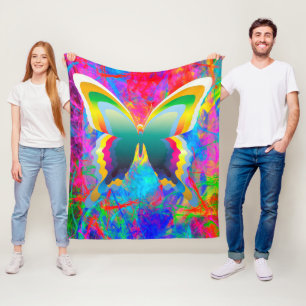 Psychedelic Butterflies Fleece Blanket