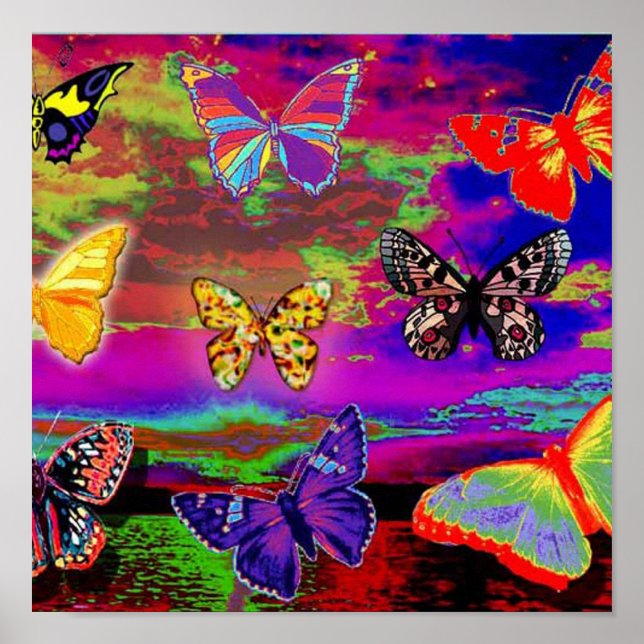 psychedelic Butterflies Poster (Front)