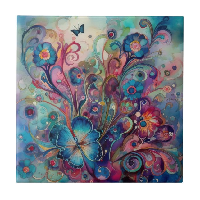Psychedelic Butterflies Tile (Front)