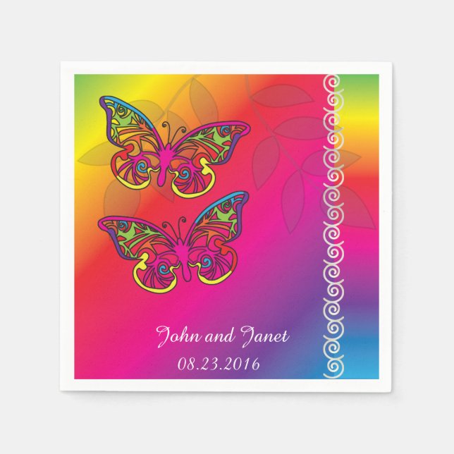 Psychedelic Butterfly Designs Napkin (Front)