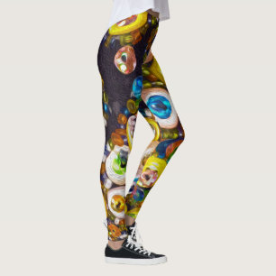 Psychedelic Buttons and Sequins Leggings