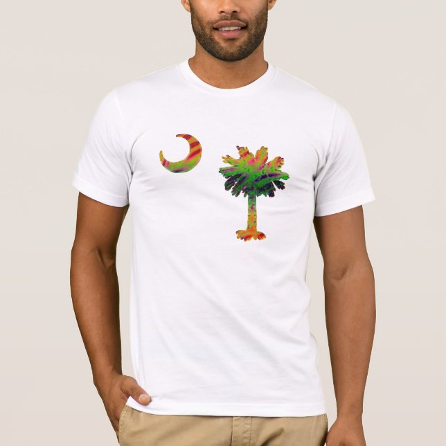 Psychedelic Carolina Palmetto & Crescent T-Shirt (Front)