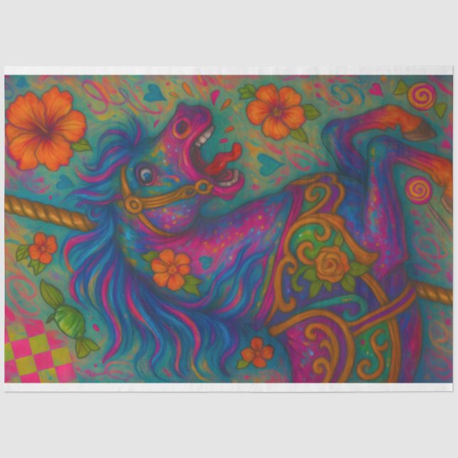 Psychedelic Carousel Decoupage Paper – Neon (Front)