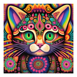 Psychedelic Cat 2 Photo Print
