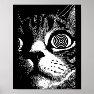 Psychedelic Cat Dark Aesthetic Crust Punk Grunge Poster