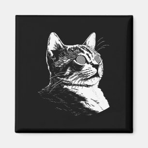 Psychedelic Cat Festival Edm Trippy Illusion Kitty Magnet