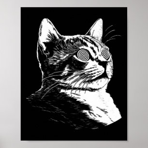Psychedelic Cat Festival Edm Trippy Illusion Kitty Poster