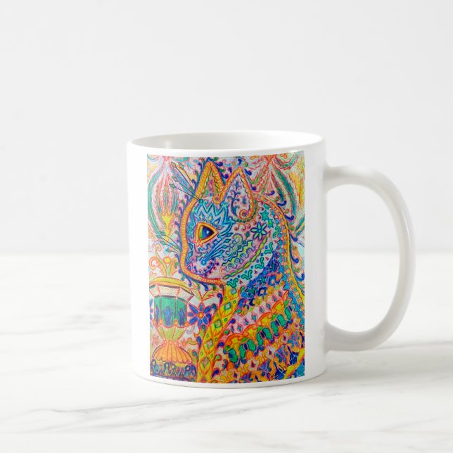 Psychedelic Cat, Louis Wain マグカップ Coffee Mug (Right)