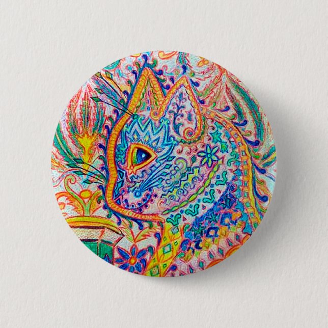 Psychedelic Cat, Louis Wain 6 Cm Round Badge (Front)