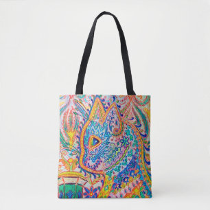 Psychedelic Cat, Louis Wain Tote Bag