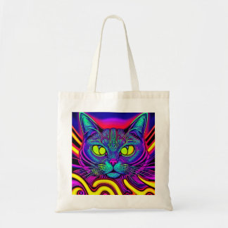 Psychedelic Cat on a Tote Bag