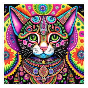 Psychedelic Cat Photo Print