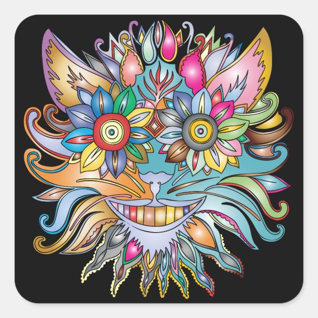 psychedelic cat stickers (Front)