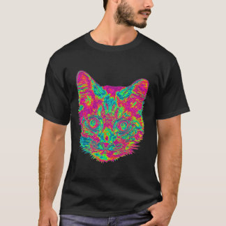 Psychedelic Cat T-Shirt - Black