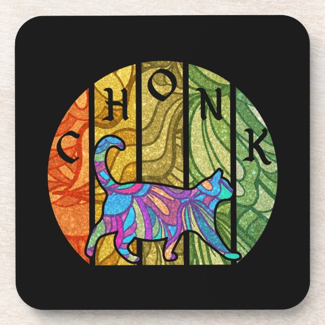 Psychedelic Cat – Trippy Feline Art Coaster (Front)