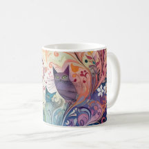 Psychedelic cats flowers colourful energetic