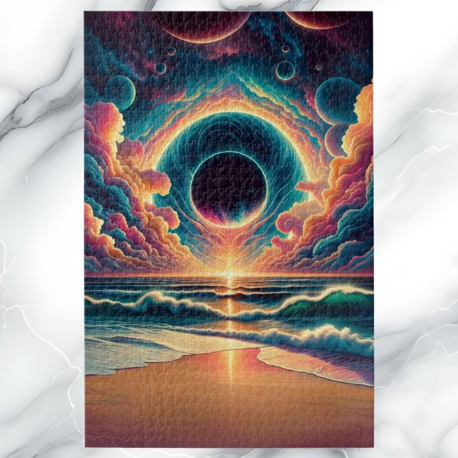 Psychedelic Celestial Sunset Beach Landscape Jigsaw Puzzle (Creator Uploaded)