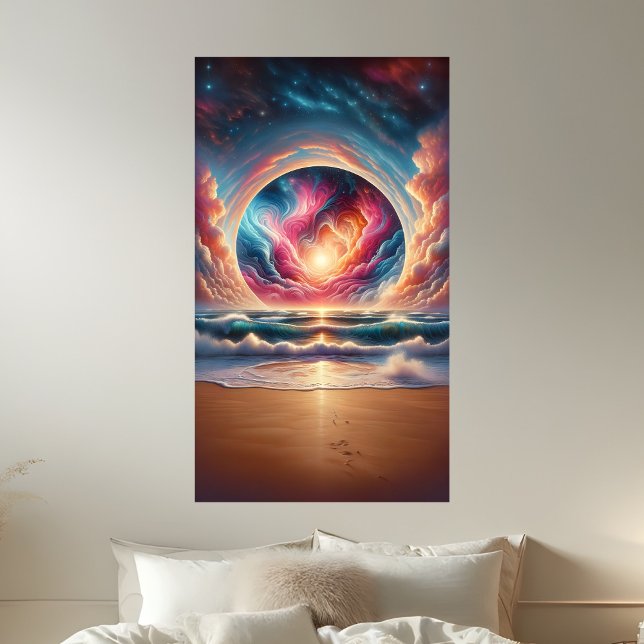 Psychedelic Celestial Sunset Beach Landscape Poster (Creator Uploaded)