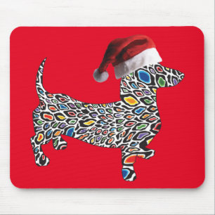 Psychedelic-Cheetah-Doxie-Santa Mouse Pad