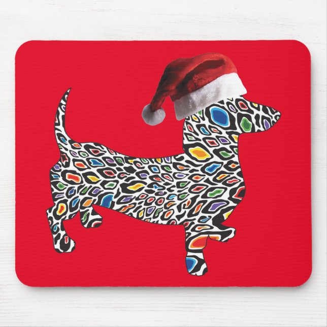 Psychedelic-Cheetah-Doxie-Santa Mouse Pad (Front)