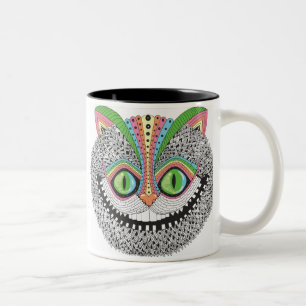 Psychedelic Cheshire Cat Two-Tone Coffee Mug