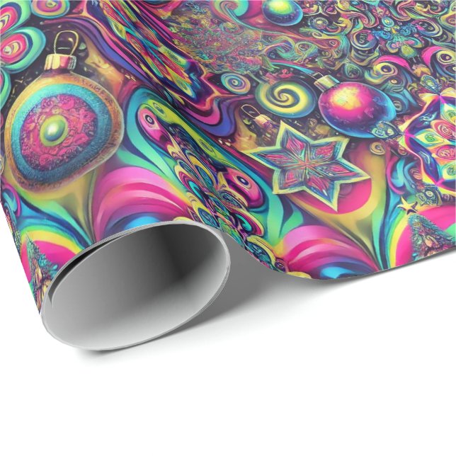 Psychedelic Christmas Wrapping Paper (Roll Corner)