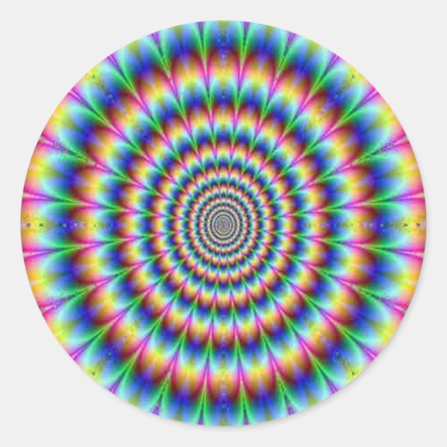 Psychedelic Circle Moving Illusion Dazzling Classic Round Sticker (Front)
