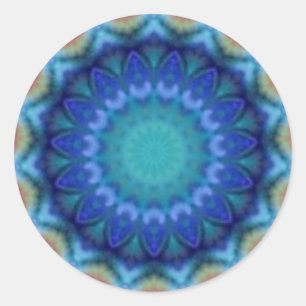 PSYCHEDELIC CIRCLES blue turquase pink violet Classic Round Sticker