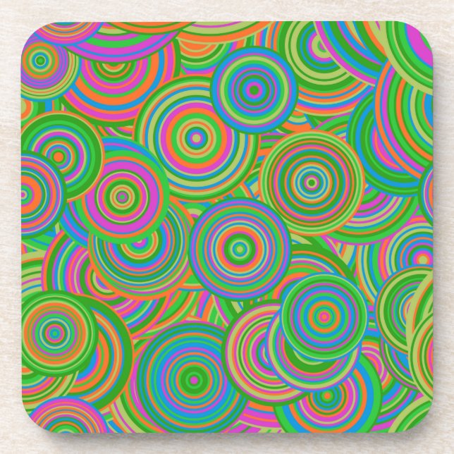Psychedelic Circles Plastic Coaster (Front)