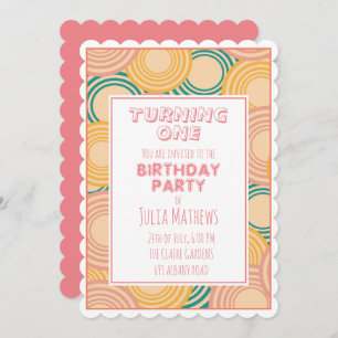Psychedelic Circles Retro Print Invitation