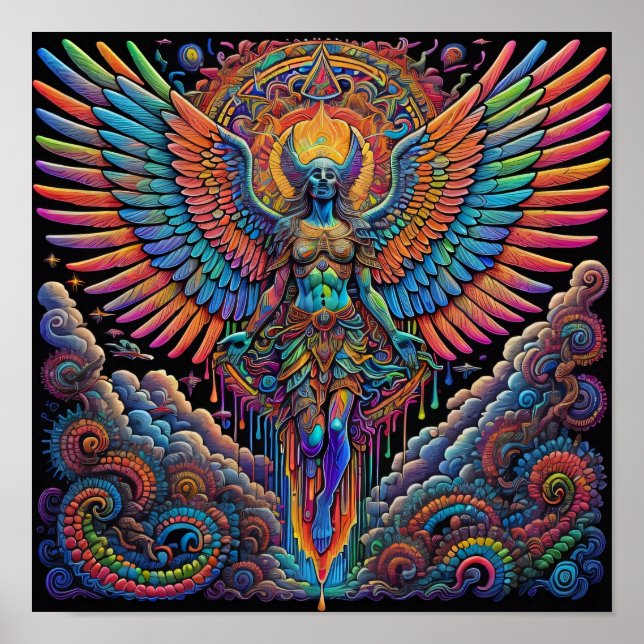 Psychedelic Colorful Angel Art Poster (Front)