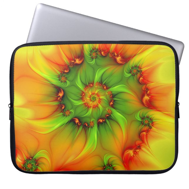 Psychedelic Colorful Modern Abstract Fractal Art Laptop Sleeve (Front)