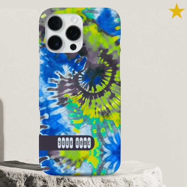 Psychedelic Colorful Tie Dye Custom Name Retro  iPhone Case (Creator Uploaded)