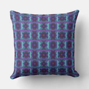 Psychedelic Colour Block Patchwork Purple Teal Cushion