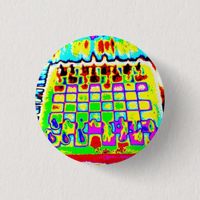 psychedelic colour chessboard pin (Front)