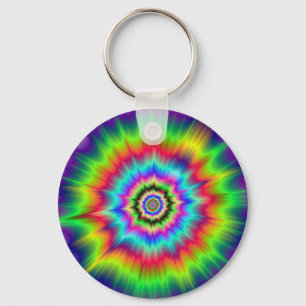 Psychedelic Colour Explosion Key Ring