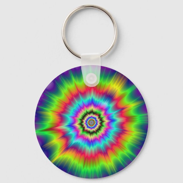 Psychedelic Colour Explosion Key Ring (Front)