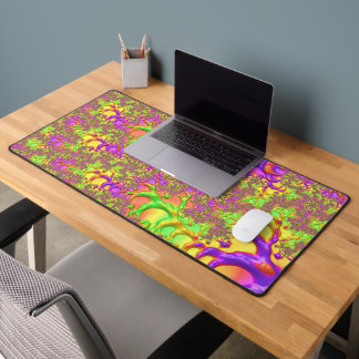Psychedelic Colourful Acid Trip Abstract Fractal Desk Mat