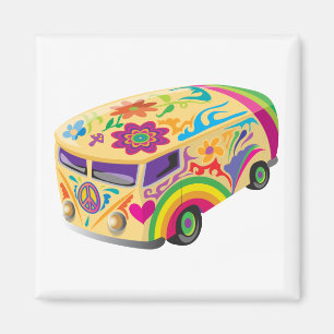 Psychedelic Colourful Bus Summer Of Love Magnet