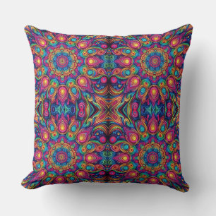 Psychedelic Colourful Geometric Pattern Cushion
