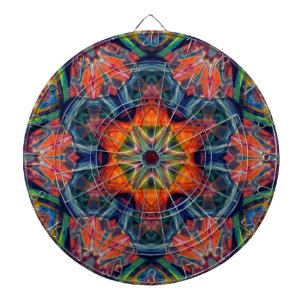 Psychedelic Colourful Kaleidoscope Pattern Dartboard