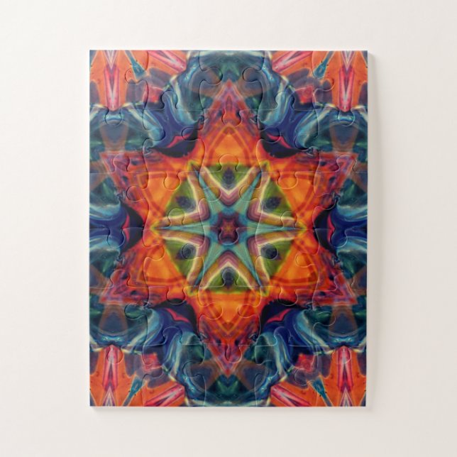 Psychedelic Colourful Kaleidoscope Pattern Jigsaw Puzzle (Vertical)