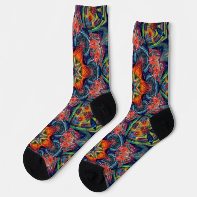 Psychedelic Colourful Kaleidoscope Pattern Socks (Left)