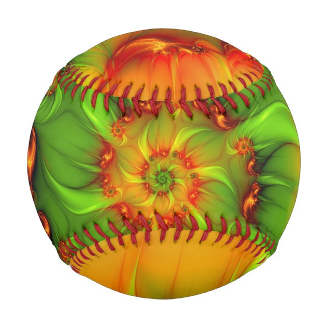 Psychedelic Colourful Modern Abstract Fractal Art Baseball (Front)