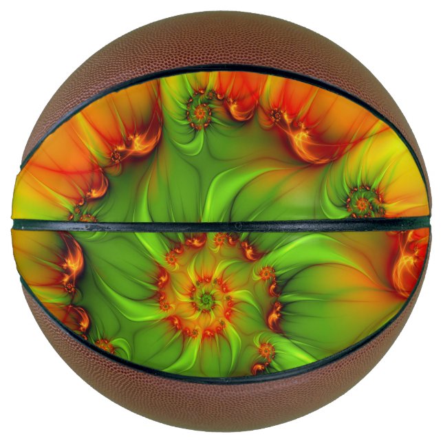 Psychedelic Colourful Modern Abstract Fractal Art Basketball (Front)